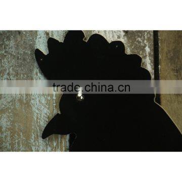 Animal Black Rooster Zodiac Antique Decorative Slat Wood Wall Plaque With Hooks photo-4