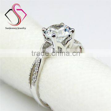 Round Brilliant Cut Forever Classic Moissanite 2CT 8.0mm Center 14k 18k White Yellow Gold Diamond Engagement Ring photo-3