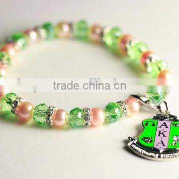 AKA Divine 9 Pearls Pink Green bracelet Jewelry