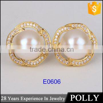 2015 Cheap Pearl Brass Cu Stud Earring photo-3