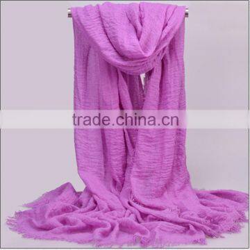 Wholesale Fringe Oversized Solid Color Plain Viscose Hijab photo-5