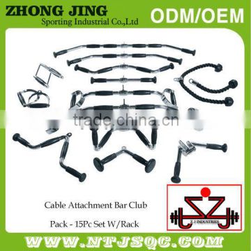 15 Piece Cable Attachment Club Pack With Rack&Cable attachment&Straight Bar with revolving hanger