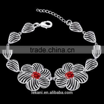 Crystal Silver Plated Bracelets ,flower Beads Bracelets photo-2