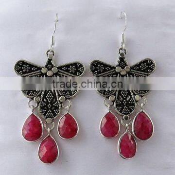 Deluxe Dyed Ruby Earring, Silver Jewelry India, Gemstone Silver Jewelry photo-6