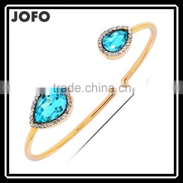 New Gold plated Zircon Alloy Blue Crystal Rhinestone Adjusted Bracelet Bangle