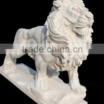 Natural stone white marble lion statues