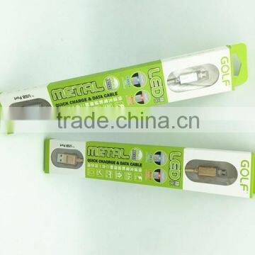 GOLF 1M LED Light Metal Nylon Weave Cable for Android Mobile Phone 2.1A Micro USB Quick Charging and Data Cable photo-6