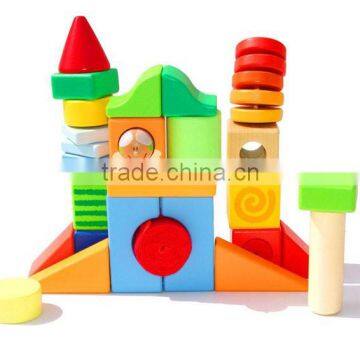 2015 New Wooden Castle Building Blocks For Children