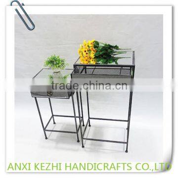 Set of 2 Home Decorative Metal Plant Stand With Drawers