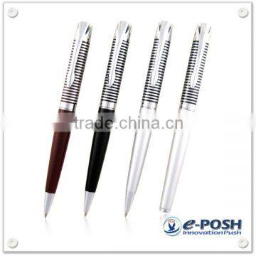 Elastic clip metal pen set with pattern imprint