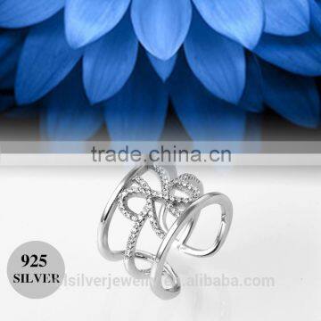 Factory directly fashion unique 925 silver rhodium plating adjustable sizable tat ring