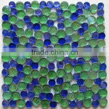 Glass material blue and green swimming pool round glass mosaic