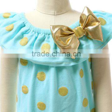 Summer 2016 Cotton Knit Aqua Gold Dots Romber Design for BBaby Girl photo-4