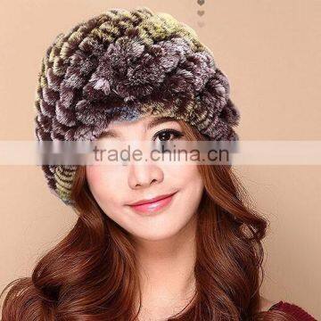 Factory direct supply Thick and Multicolor 100% real rex rabbit fur hat