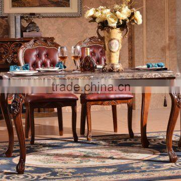 Factory price classic wood legs marble dining table