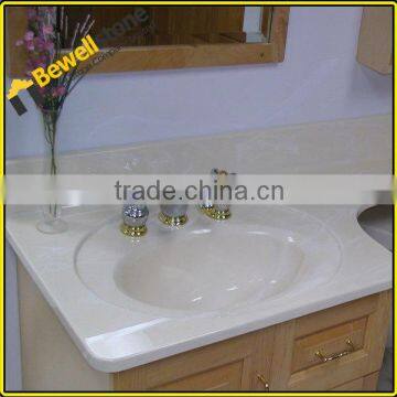 Prefab beige marble corner vanity cabinet