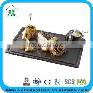 [factory direct] 30x20cm Natural Edge Grooved Rectangle Slate Plate Item CP-3020RD2AN