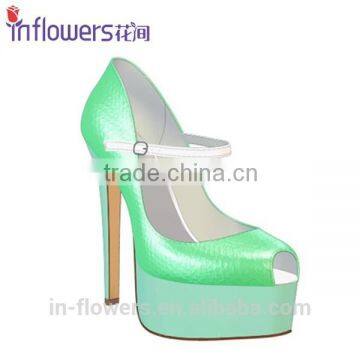 Peeptoe Patent Leather Ankle Strap Custom Design Fancy Ladies Shoes photo-2