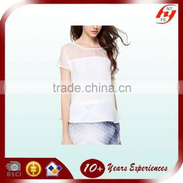 European Style Lady Summer Fashion Body Fit Chiffon Blouse OEM Service Factory Price