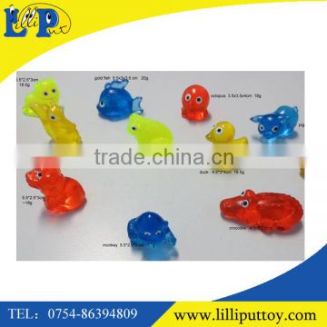 TPR sticky small animal fish dog monkey squirrel cat gold fish foad octopus pig crocodile tortoise toys for sole