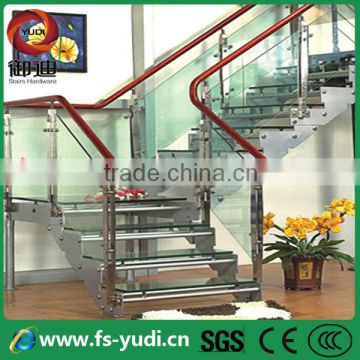 used house steel staircase with glass treads