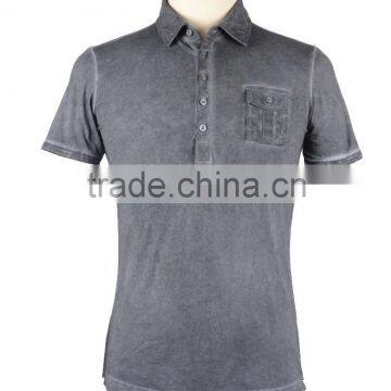 top quality 100% cotton washed shortsleeve men t-shirt with pocket