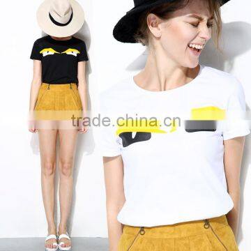 Women's Basic Crew-neck Short Sleeve Print Cotton T Shirt OEM Type Clothing Factory Manufacturer Guangzhou