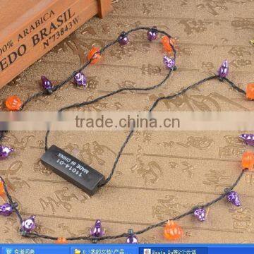 Popular Halloween holiday gift small Pumpkin& Ghost LED Flashing Lights Necklace with high quality