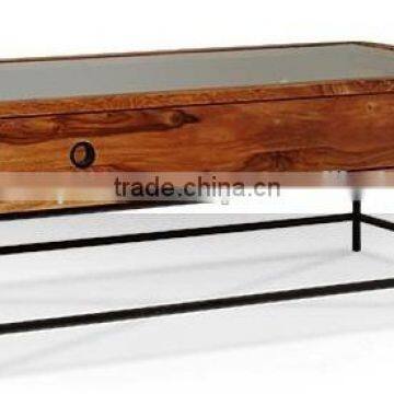 INDIE INDUSTRIAL MANGO WOOD WITH STORAGE DRAWERS COFFEE TABLE
