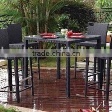 hand weaving PE rattan high bar chair & bar table