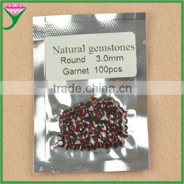 Competitive Price 3mm small round shape precious real natural garnet gemstone