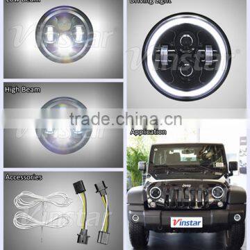 7 inch round led headlight for Jeep Wrangler led headlight high low beam for Jeep wrangler headlight black headlights