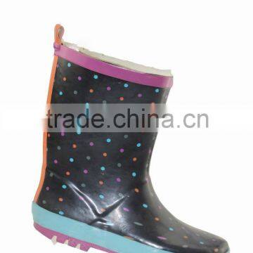 Dot pattern rain boots custom printing, kids rainboot rainshoes