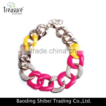 Multi color Charming jewellry resin alloy chunky chain choker necklace fashion jewelry 2016 new design