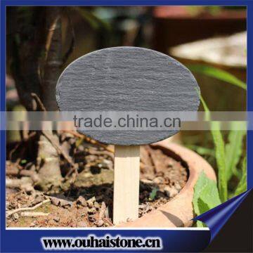 Chinese high quality black natural slate stone garden plant marker