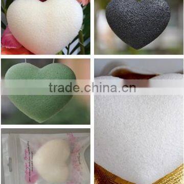 Heart-shaped Face bashing 100% natural active plant Konjac sponges Cleansing cotton