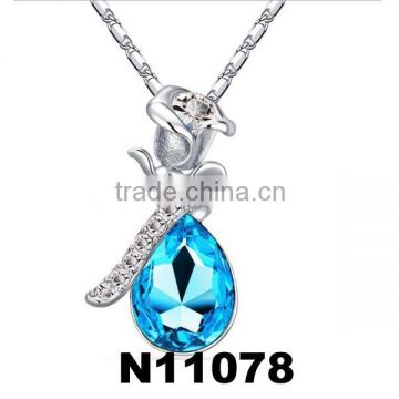 valentine austria crystal rose flower tear pendant crystal necklace