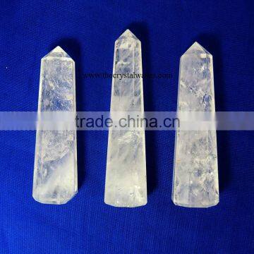 Crystal Quartz B Grade wholesale Pencil 6 to 8 Facets Single Terminated Point Khambhat Gujarat India crystal waves