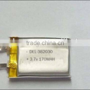 3.7v 382030 150mah/170mah lithium ion polymer battery