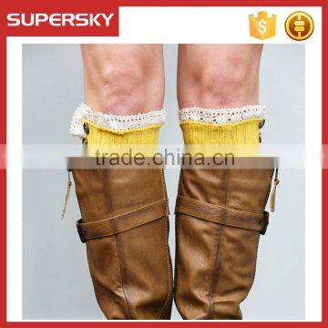 A-35 Ruffled Lace Knit Boot Toppers Cuffs Lace Open Knit Boot Cuffs Women Lace Button Boot Cuffs photo-2