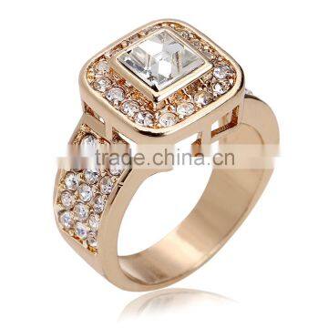 Romantic Geometric Austrian Crystal 18k Gold Plating Big Zircon Ring