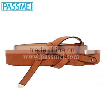 Genuine Brown Leather Women Loop Detail Waist Belt                        
                                                Quality Choice