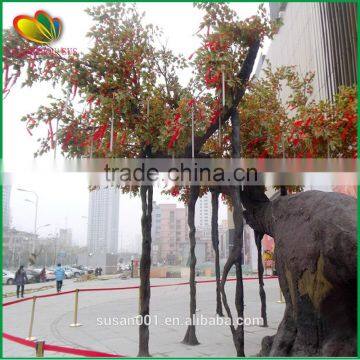 Hot Sale Decorative Tree Artificial Golden Tree Fiberglass Trunk Artificial Golden Wishing Tree photo-3