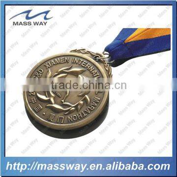 old color embossed customized 3D antique brass medal