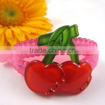 New Hair Clip Acryl Rhinestone Double Cherries