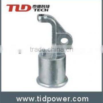 Line post polymer insulator end fitting horizontal trunnion type