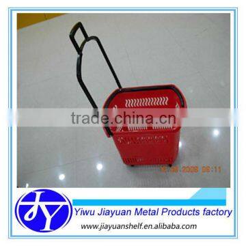 folding supermarket shopping plastic basket with wheels                        
                                                Quality Choice