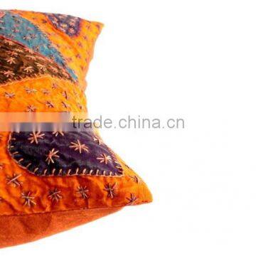 RTHCC-2 Floral Theme Kantha Patchwork Hot Selling Gujarati Embroidered Cushion Cover Home Decor Jaipur Manufacturer and Exporter photo-5