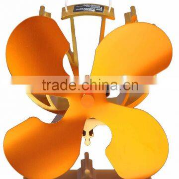 Luxurious Gold 4 bladed self powered wood burner stove fan