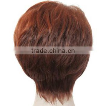 popular short syntehtic hair wig red color